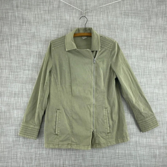 Chico's Jackets & Blazers - Chico’s Lyocell Jacket Womens Full Zip (1) 10 Green 1343